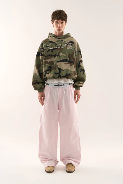Hoodie Brushed Fleece Relaxed Fit Raw-Edge Detail