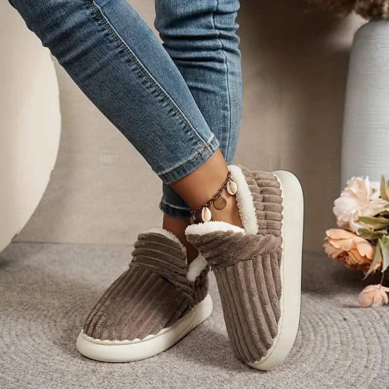 House Slippers Plush Lining & Textured Rubber Sole