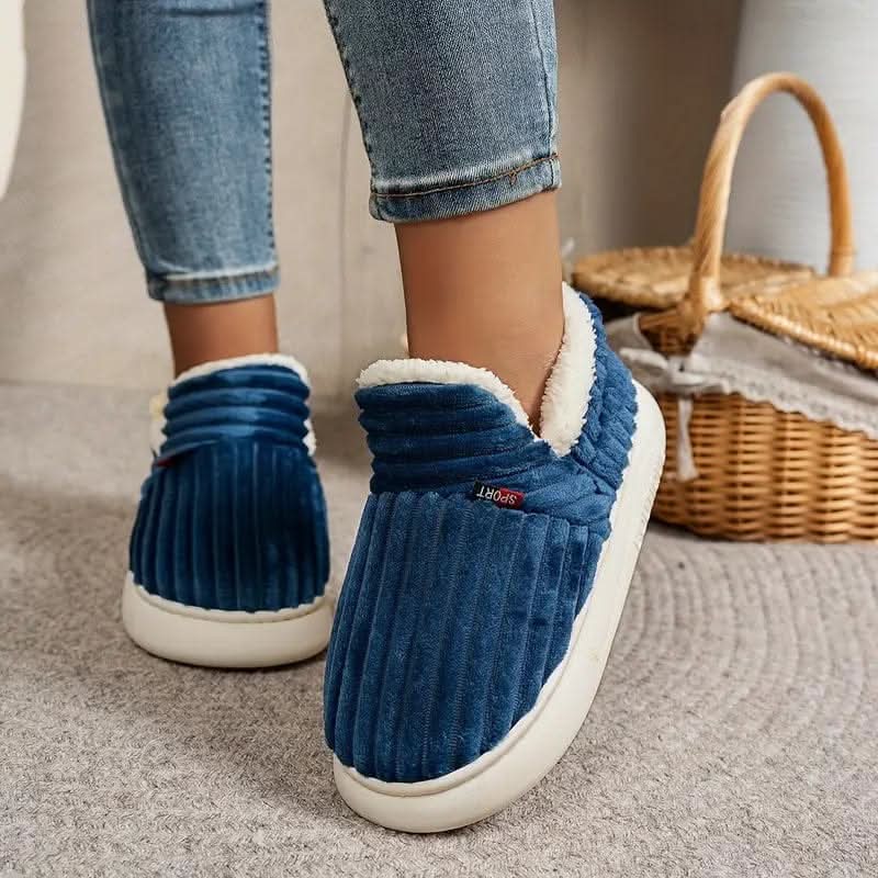 House Slippers Plush Lining & Textured Rubber Sole
