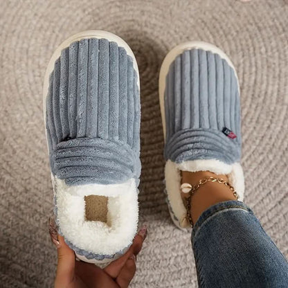 House Slippers Plush Lining & Textured Rubber Sole