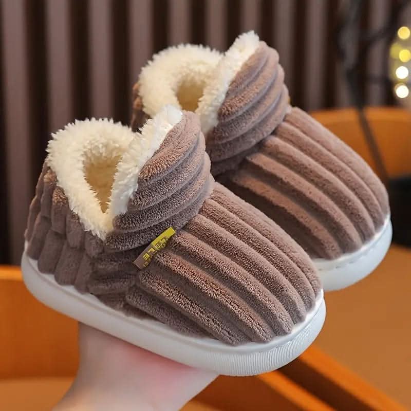 House Slippers Plush Lining & Textured Rubber Sole