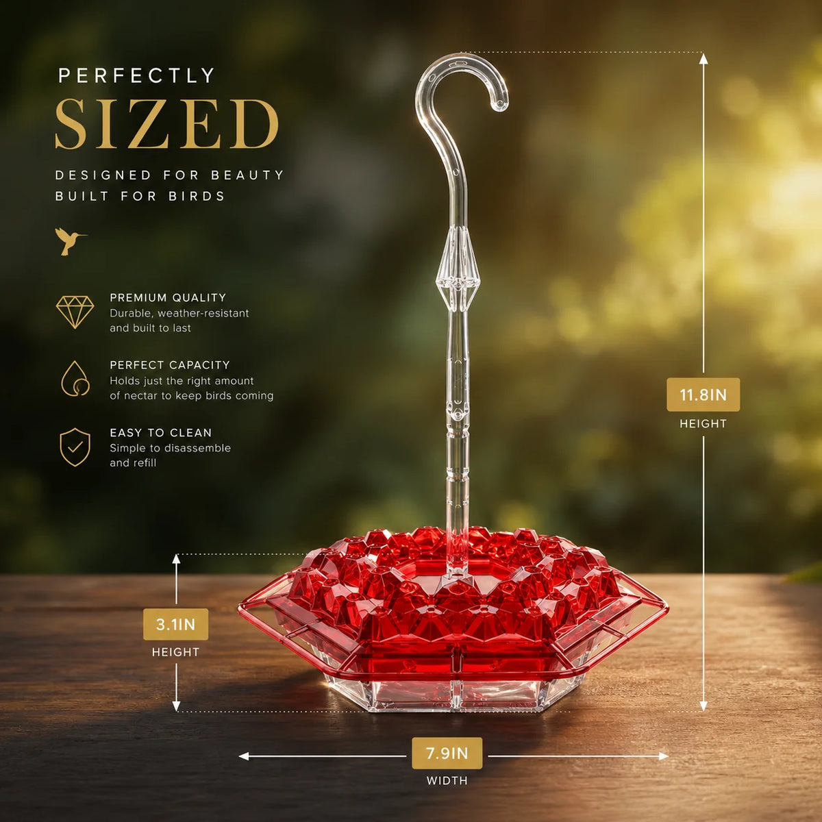 Hummingbird Feeder Ant-Proof Built-In Moat Shatterproof