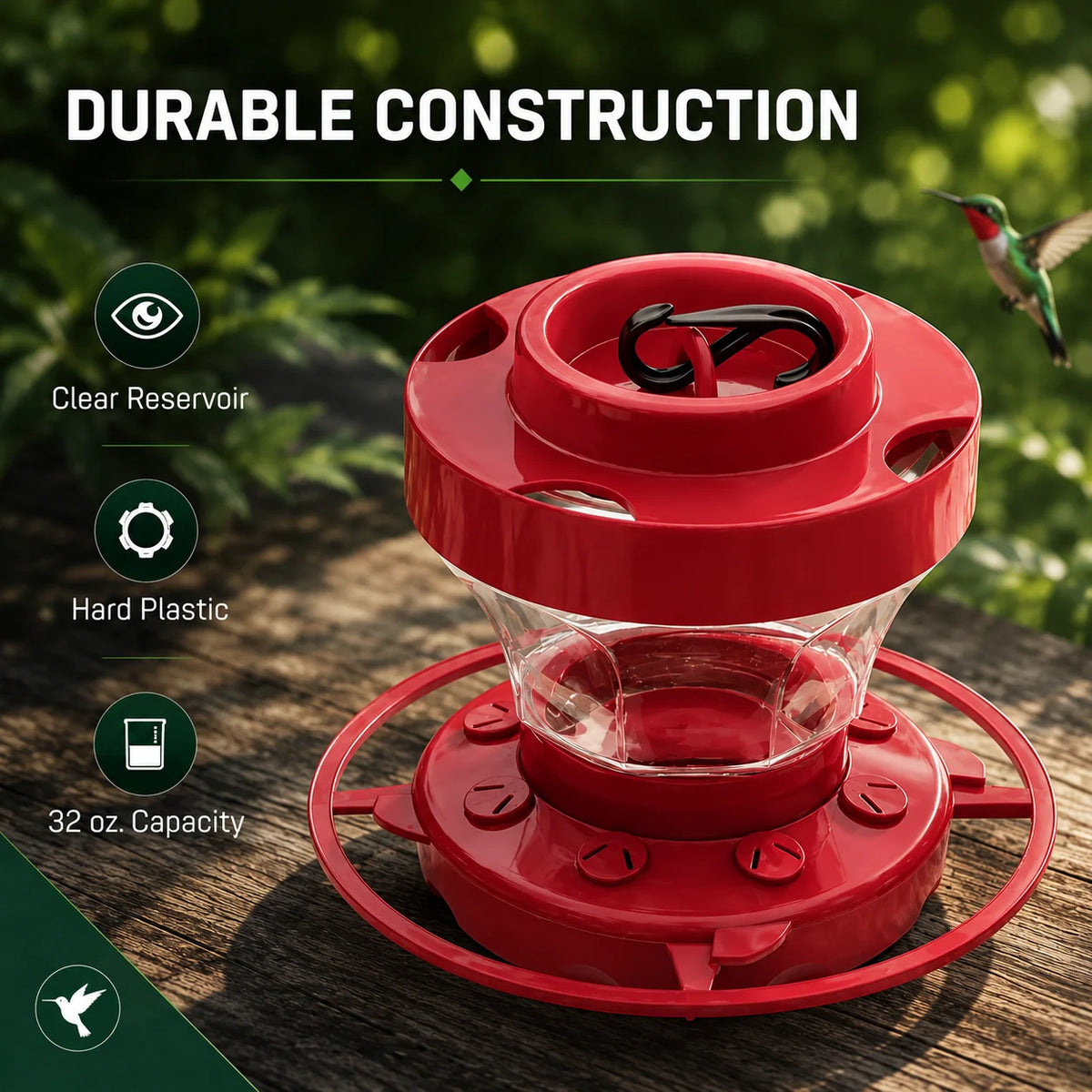 Hummingbird Feeder Bee Guard & Ant Moat Leak-Proof 16 Oz