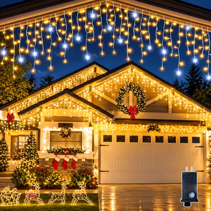 Icicle Curtain Lights Custom Widths Warm White LED & Mounting Kit
