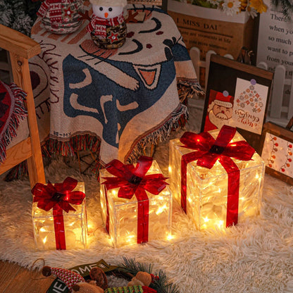 Illuminated Gift Boxes Warm LED Weather-Resistant Set of 3