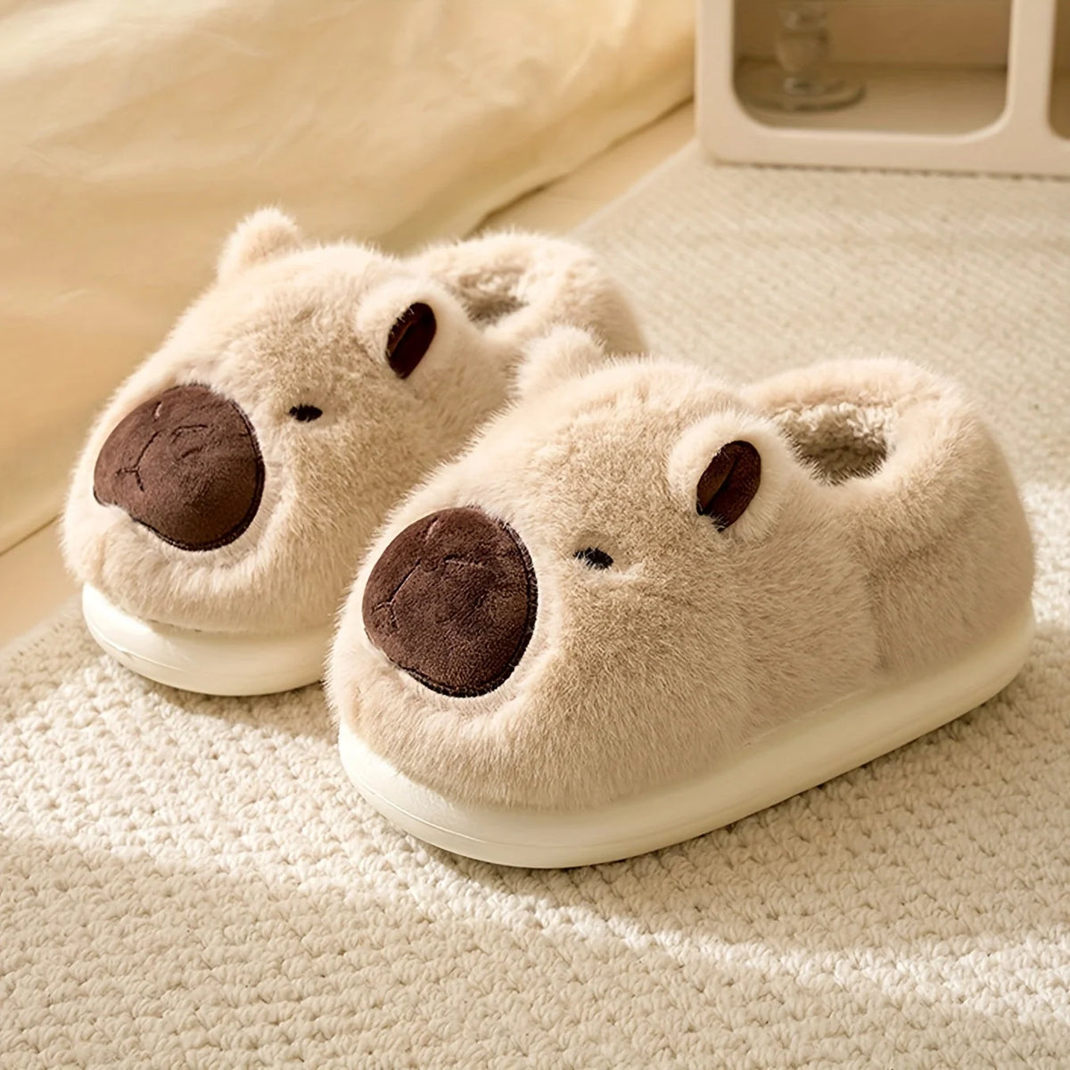 Indoor Slippers Capybara Design Plush Lining & Anti-Slip Sole