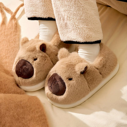 Indoor Slippers Capybara Design Plush Lining & Anti-Slip Sole