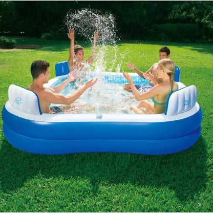 Inflatable Pool Built-In Cushioned Seats & Cup Holders