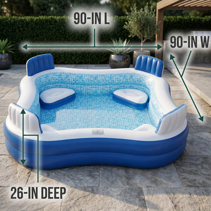 Inflatable Pool Built-In Cushioned Seats & Cup Holders