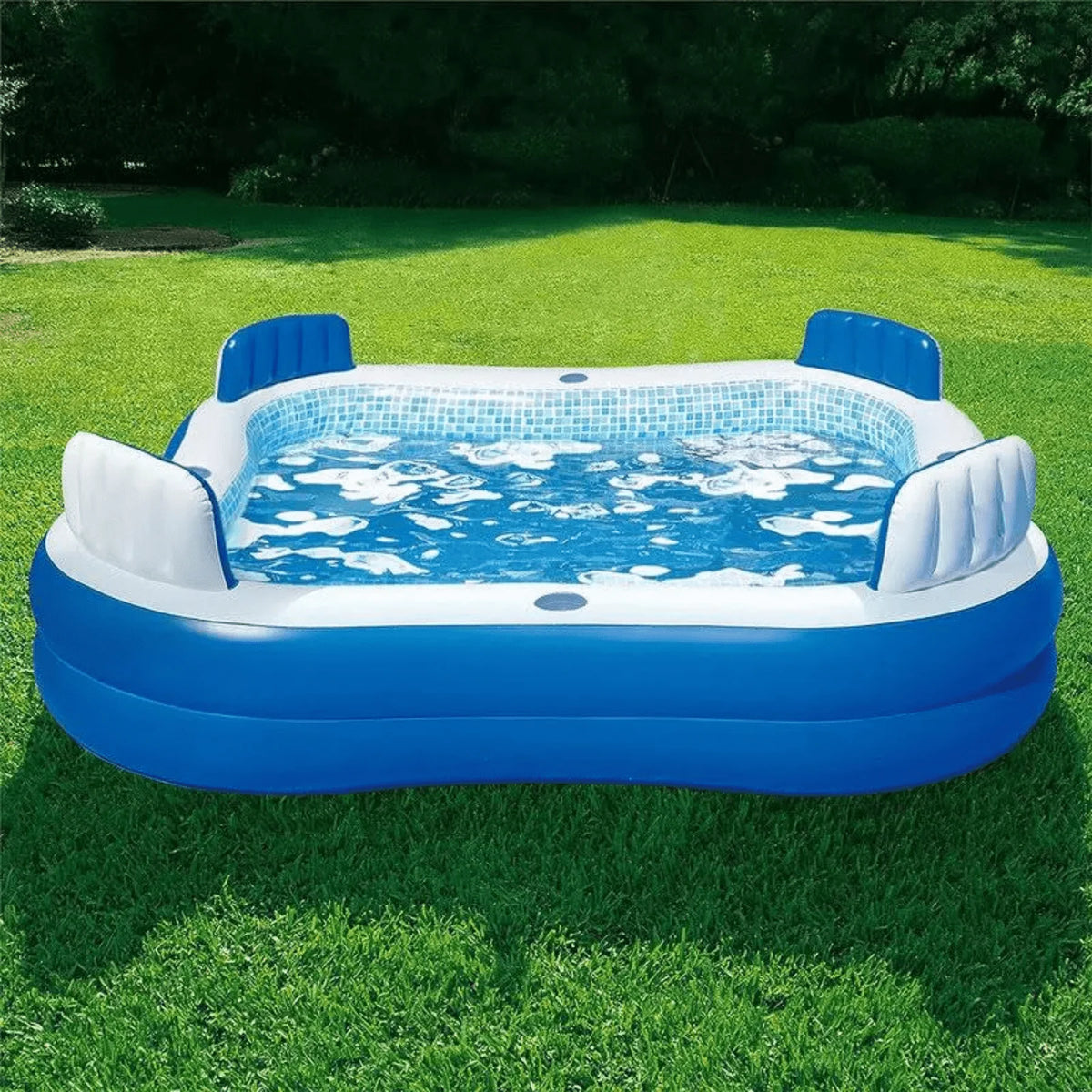 Inflatable Pool Built-In Cushioned Seats & Cup Holders