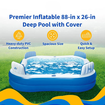 Inflatable Pool Built-In Cushioned Seats & Cup Holders