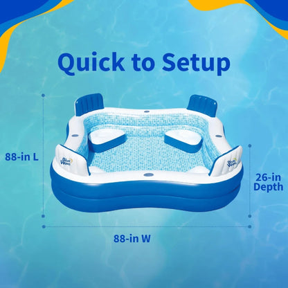 Inflatable Pool Built-In Cushioned Seats & Cup Holders