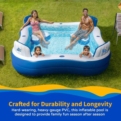 Inflatable Pool Built-In Cushioned Seats & Cup Holders
