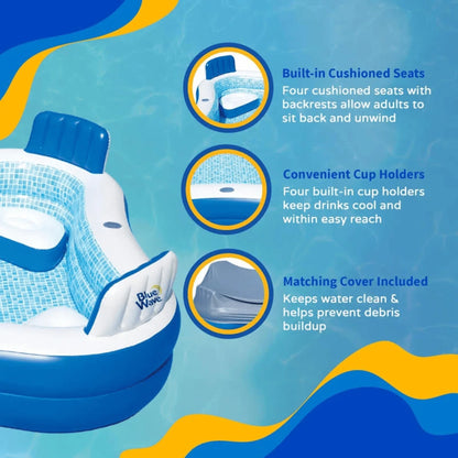 Inflatable Pool Built-In Cushioned Seats & Cup Holders