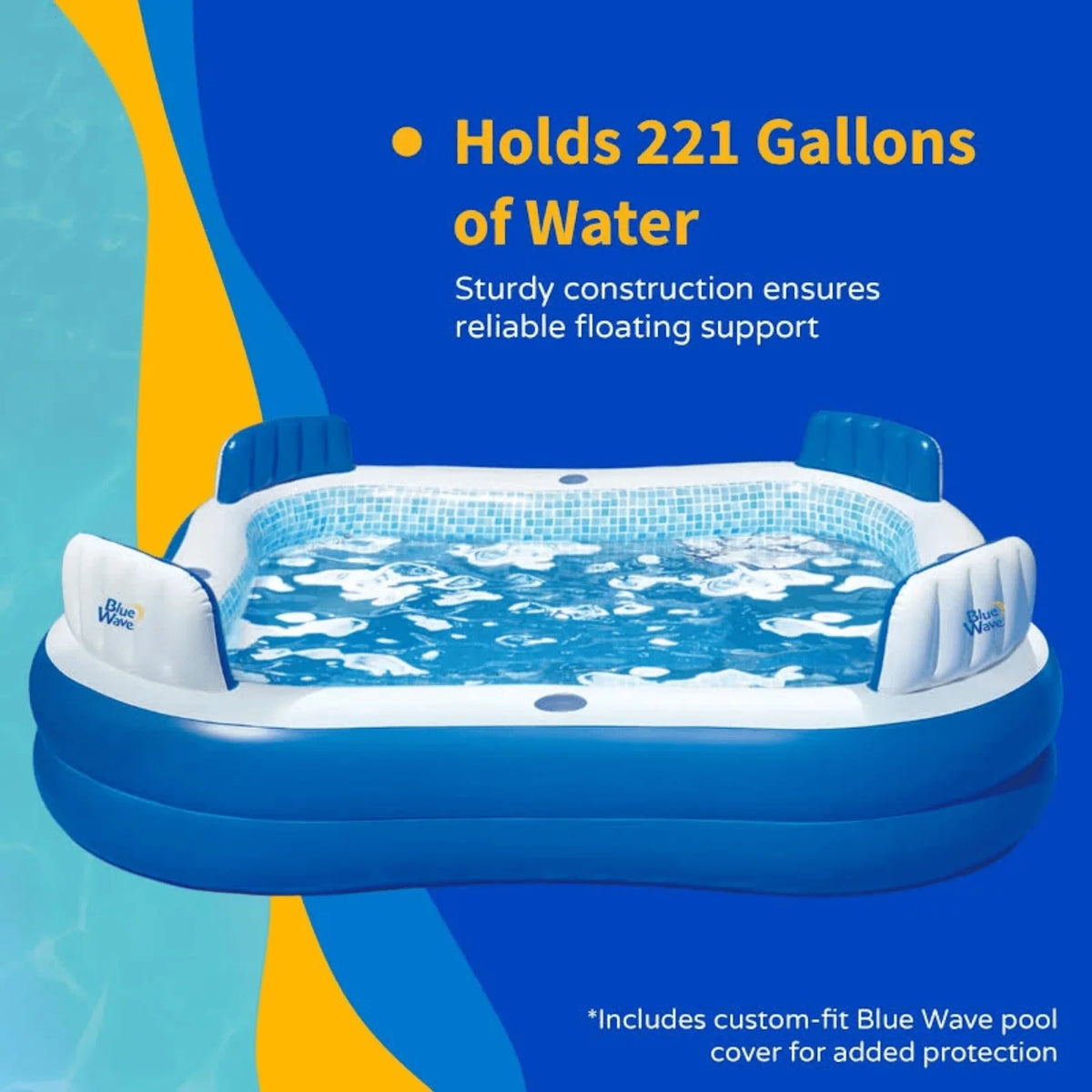 Inflatable Pool Built-In Cushioned Seats & Cup Holders