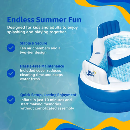 Inflatable Pool Built-In Cushioned Seats & Cup Holders