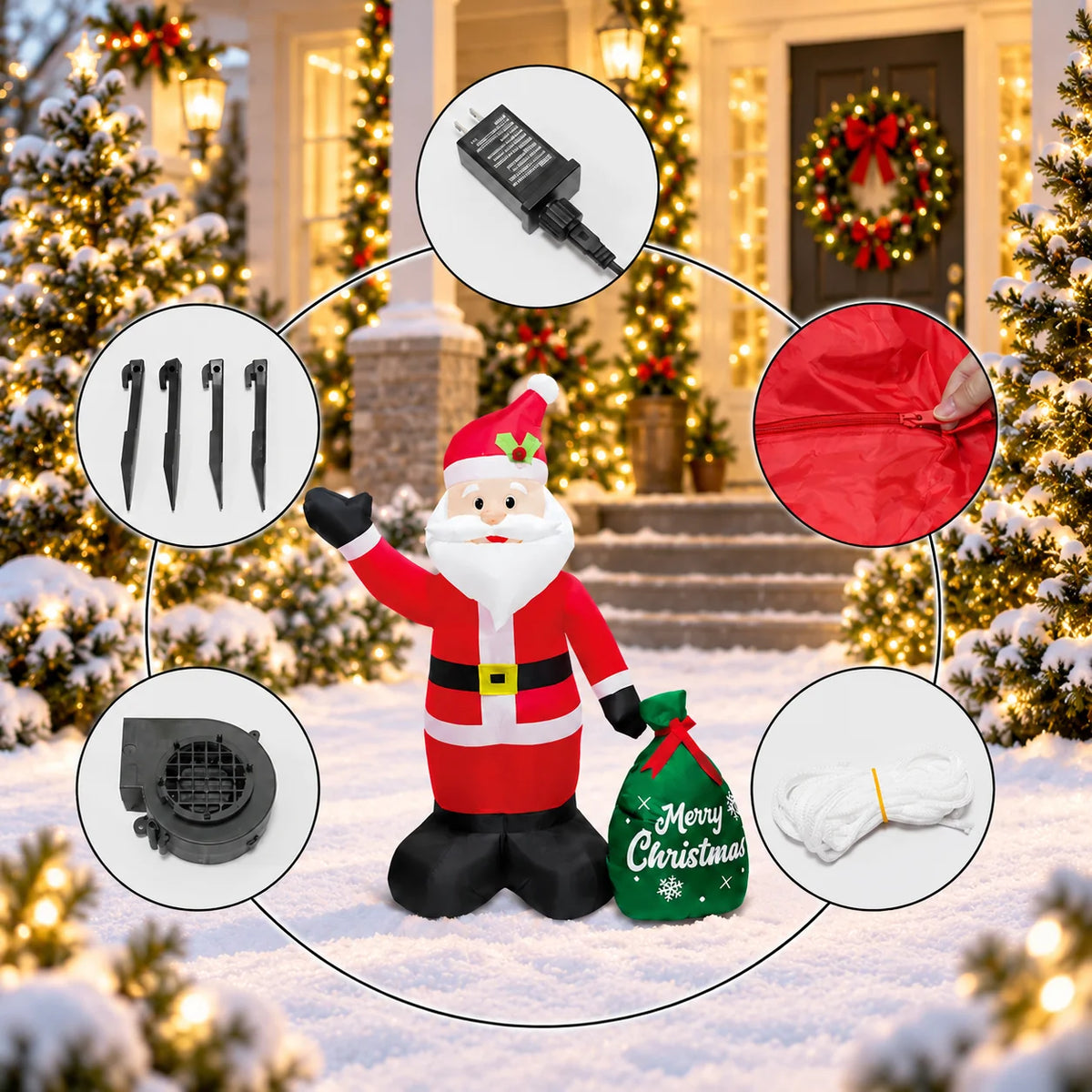 Inflatable Santa 14 Ft LED Lights Built-In Fan