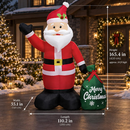 Inflatable Santa 14 Ft LED Lights Built-In Fan