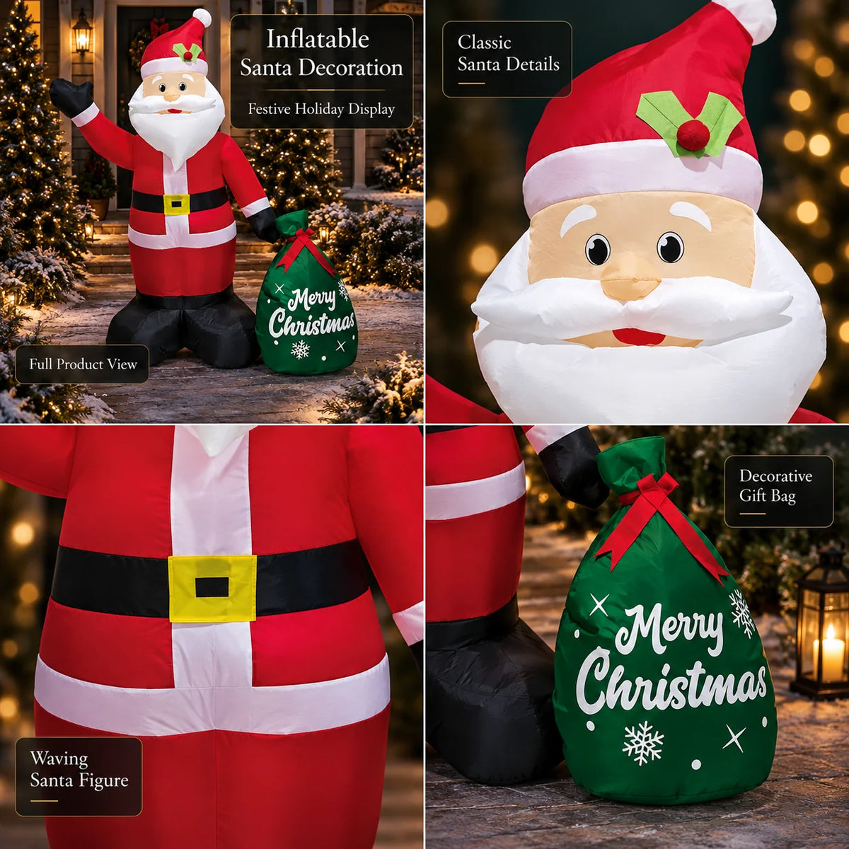 Inflatable Santa 14 Ft LED Lights Built-In Fan