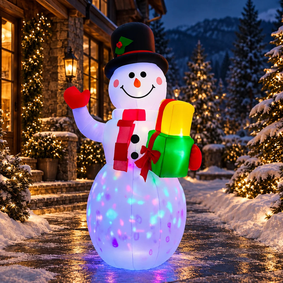 Inflatable Snowman LED Light-Up Plug-In 5 Ft