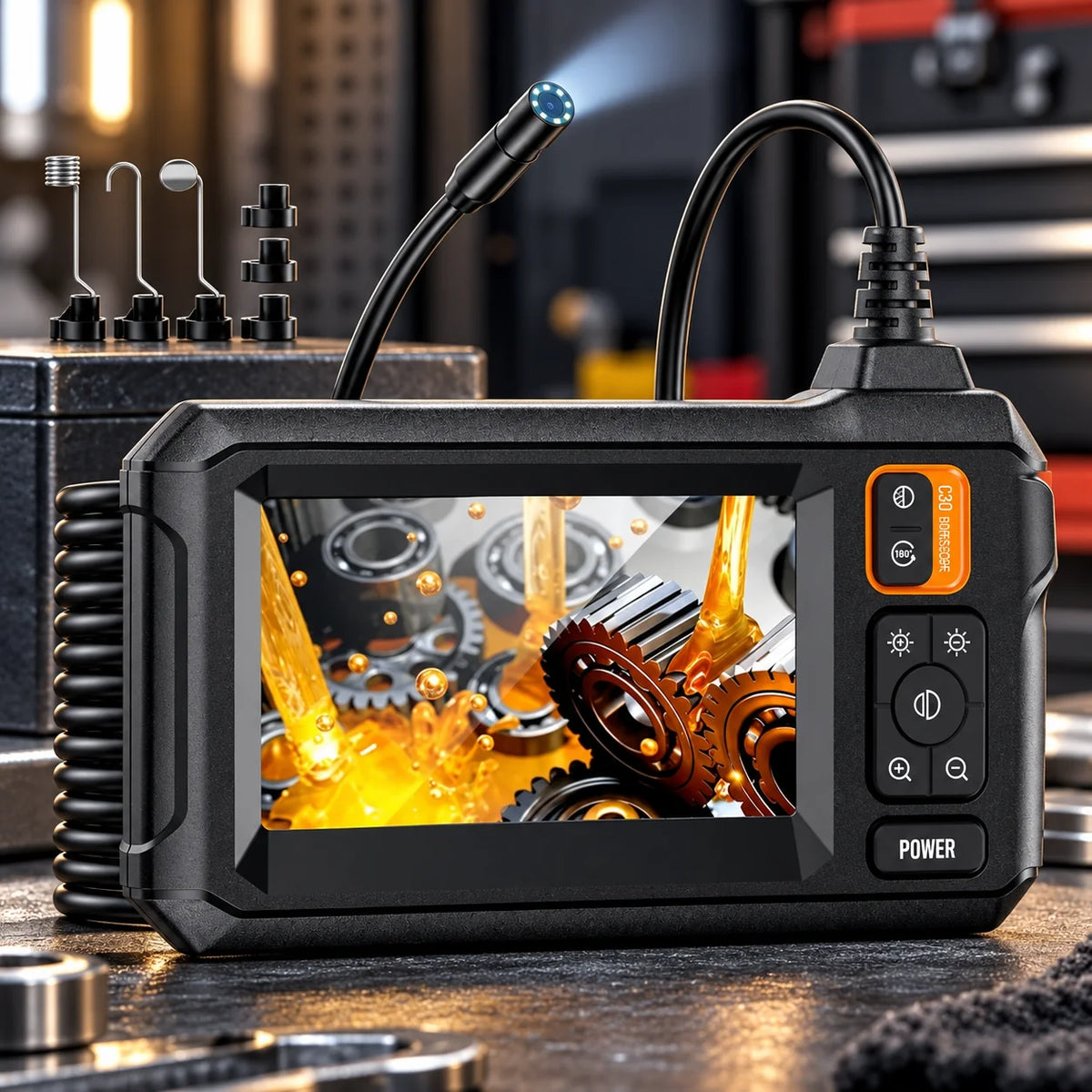 Inspection Camera 50 Foot Semi-Rigid Cable 4.3 Inch Screen