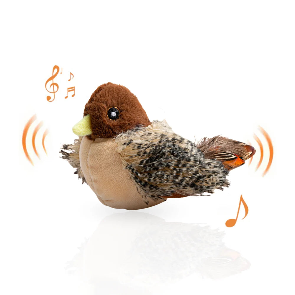 Interactive Cat Toy Moving Bird Realistic Sounds & USB Rechargeable