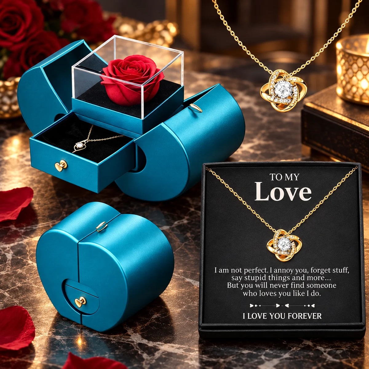 Jewelry Box Apple-Shaped Preserved Rose Matte Finish