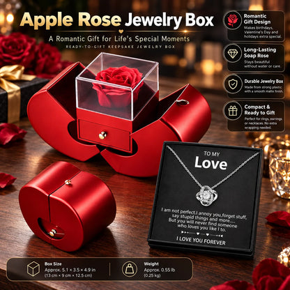 Jewelry Box Apple-Shaped Preserved Rose Matte Finish
