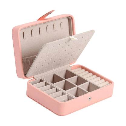 Jewelry Box Leather Flip-Top Multiple Compartments