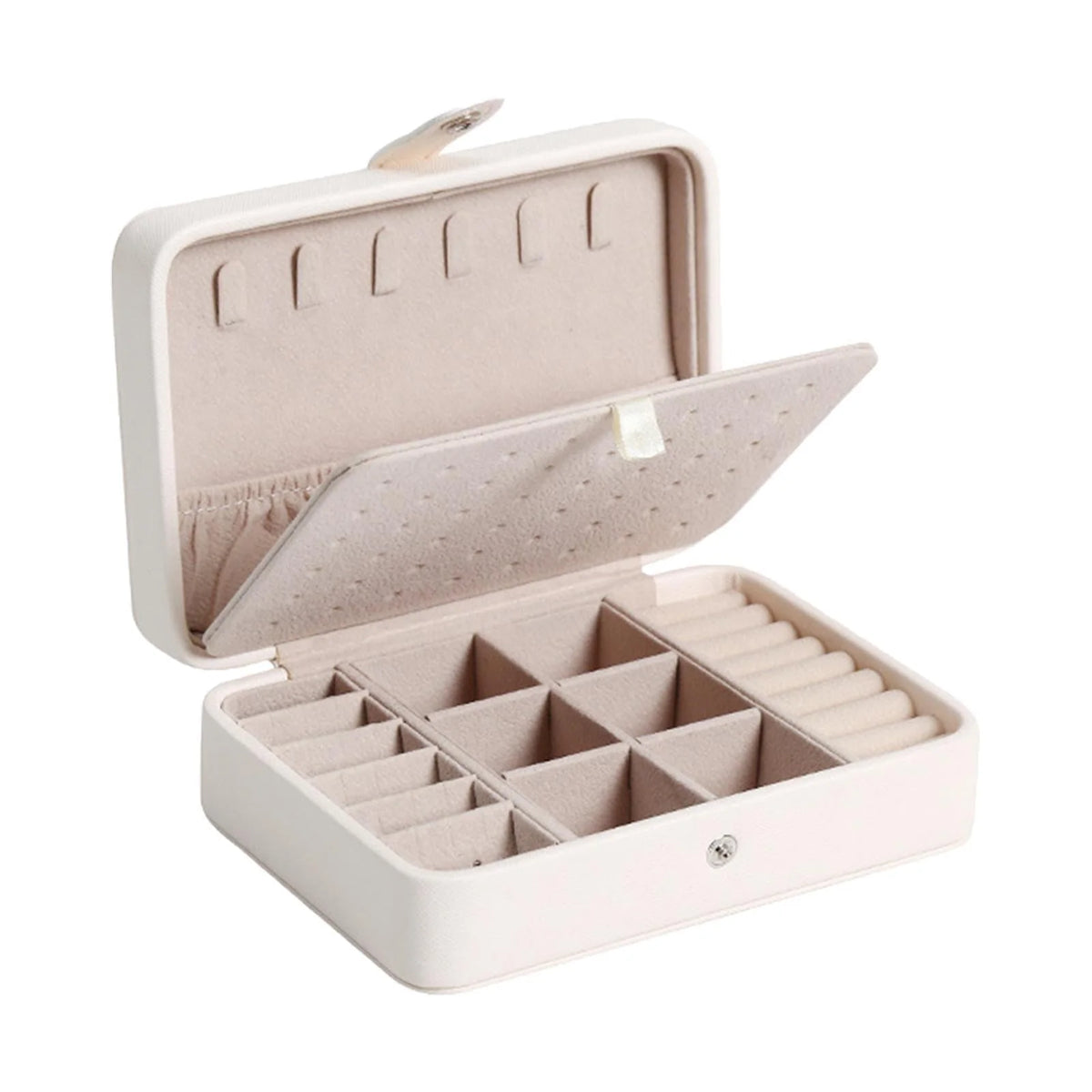 Jewelry Box Leather Flip-Top Multiple Compartments