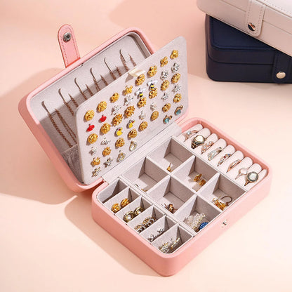 Jewelry Box Leather Flip-Top Multiple Compartments