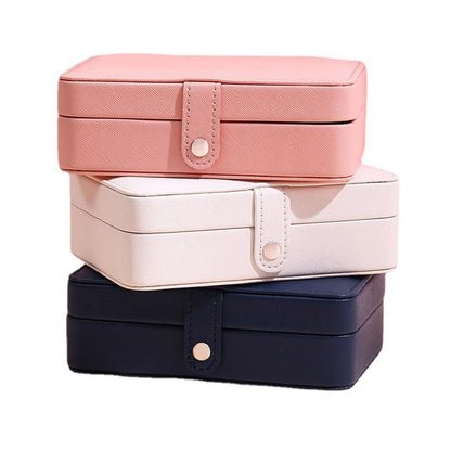 Jewelry Box Leather Flip-Top Multiple Compartments