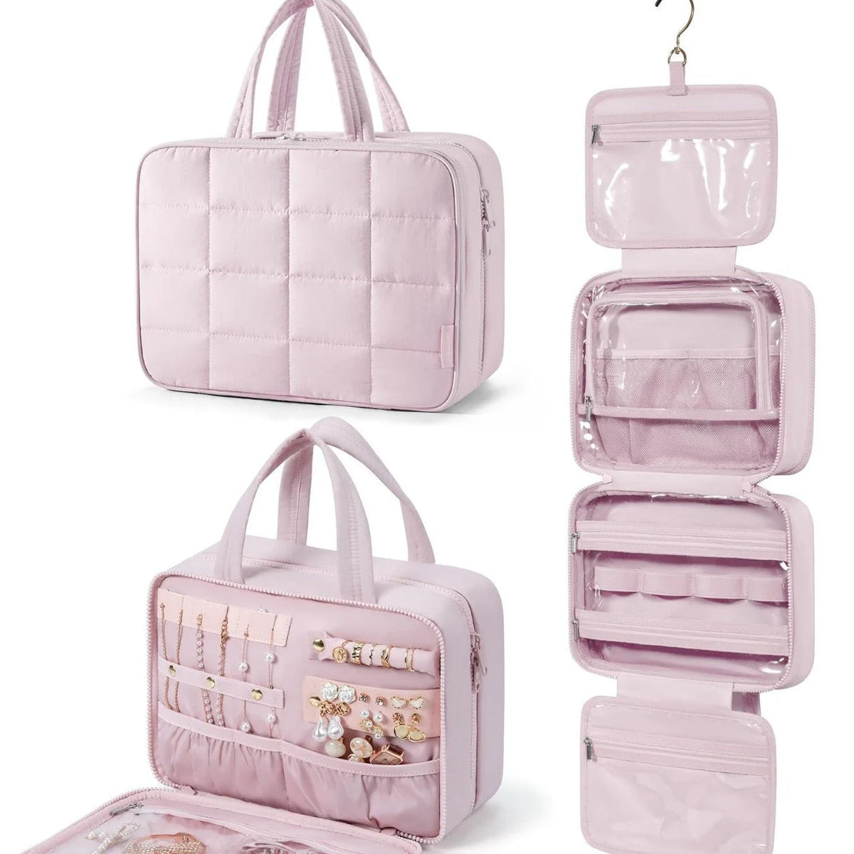 Jewelry Organizer Bag Removable Inserts & Clear Pockets