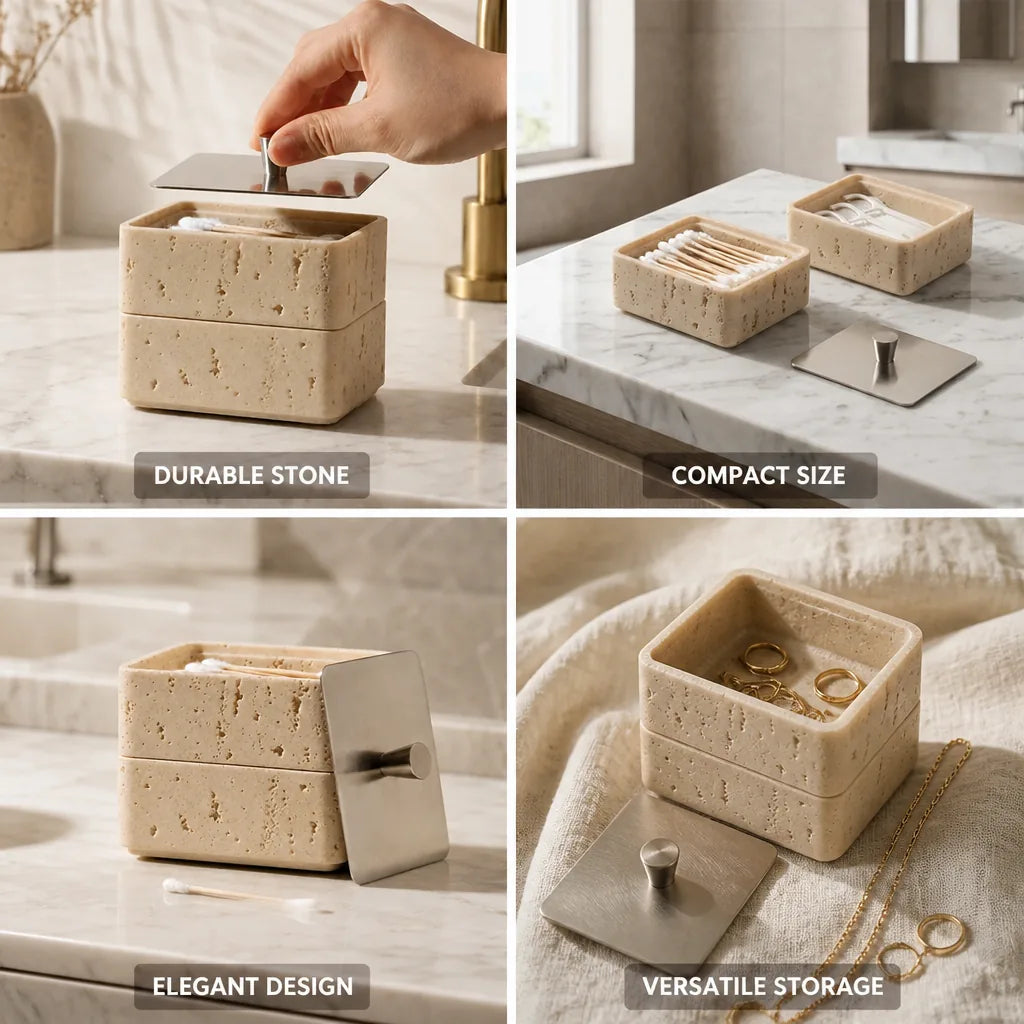 Jewelry Organizer Compact Natural Stone Glossy Finish