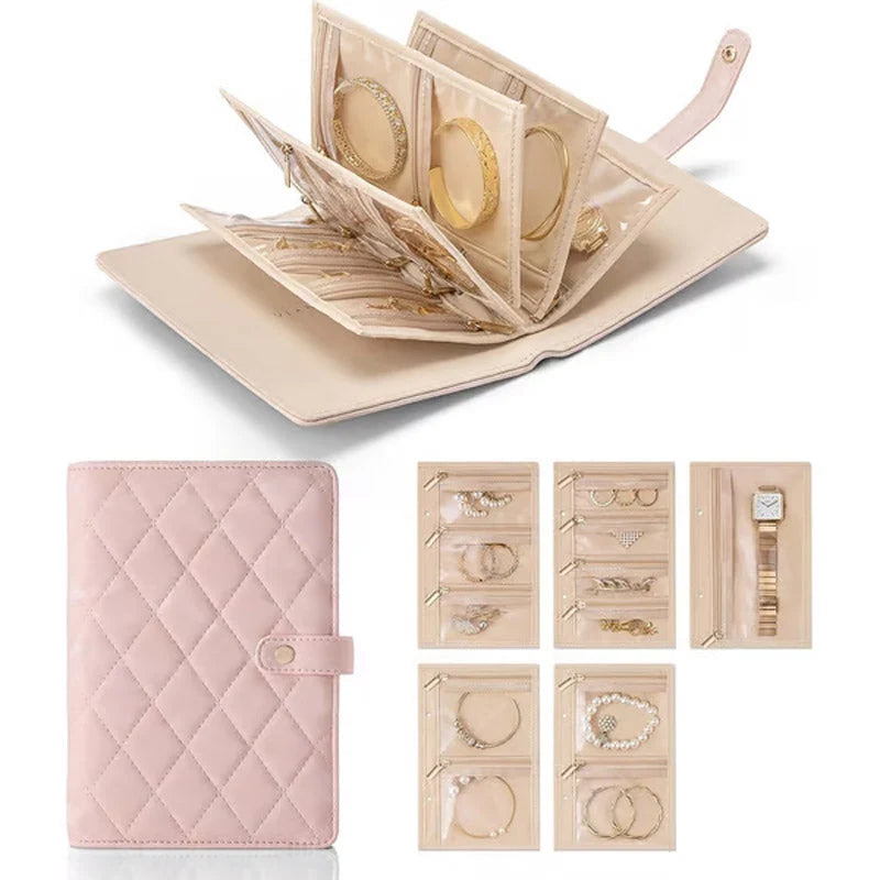 Jewelry Organizer PU Leather Multiple Compartments Travel-Friendly