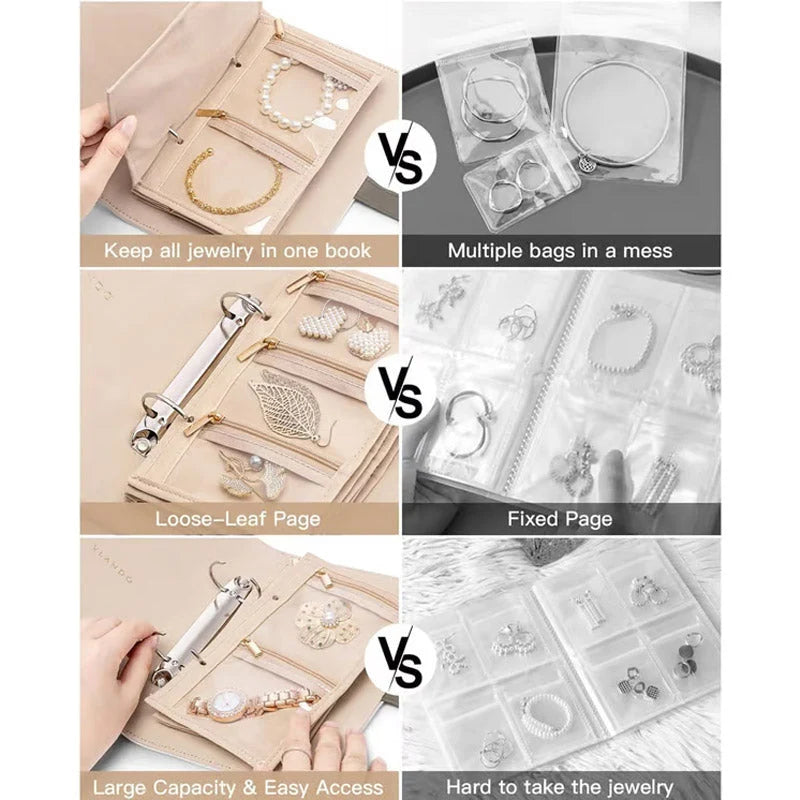 Jewelry Organizer PU Leather Multiple Compartments Travel-Friendly
