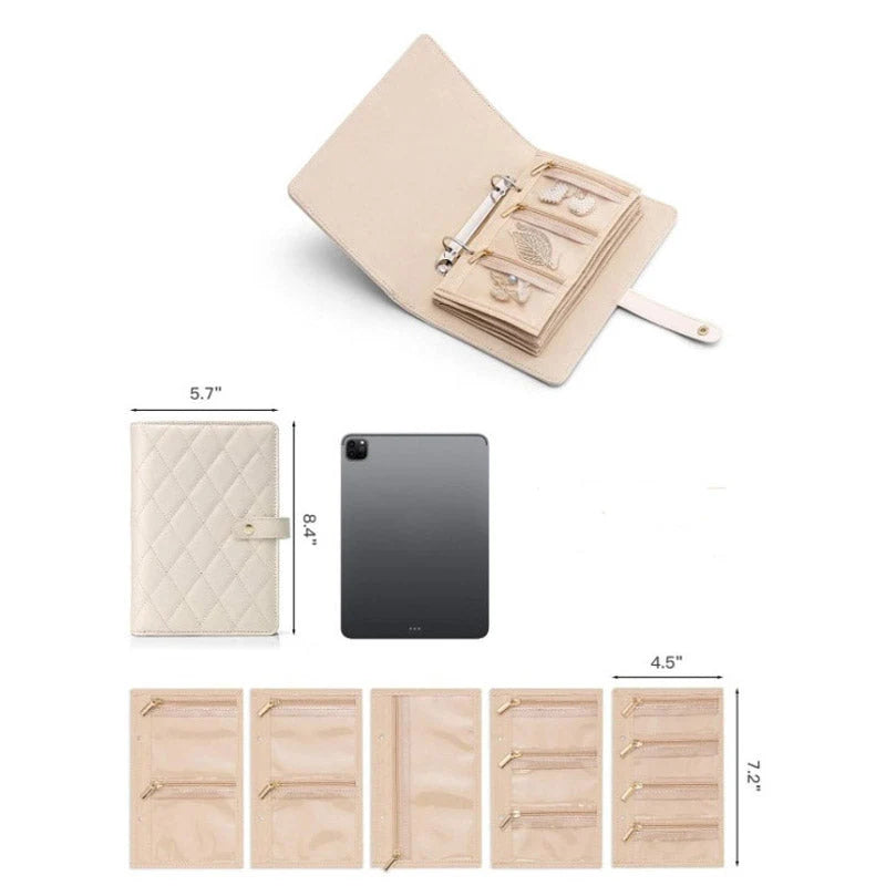 Jewelry Organizer PU Leather Multiple Compartments Travel-Friendly