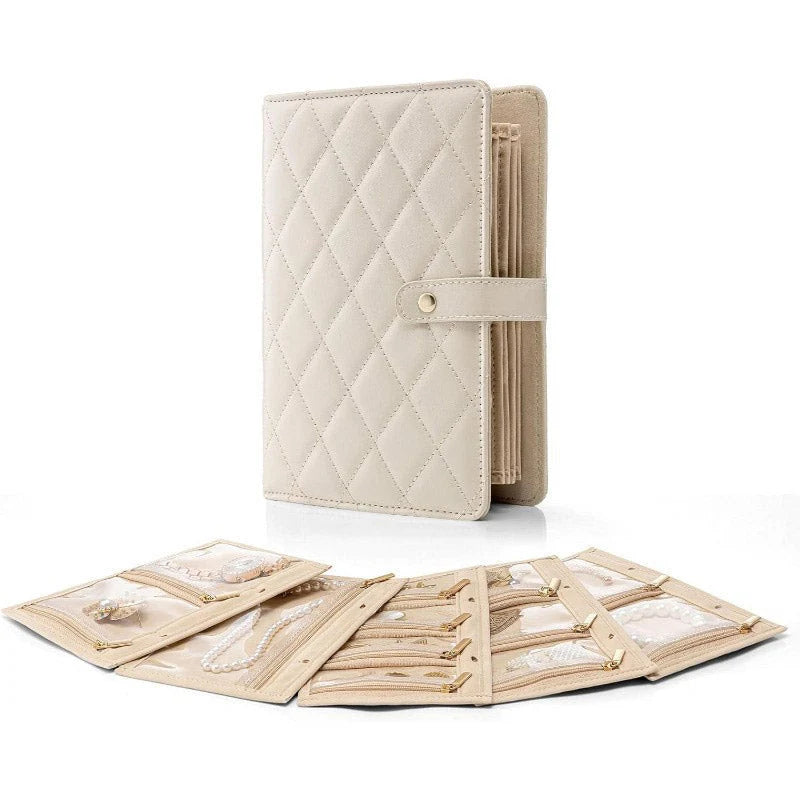 Jewelry Organizer PU Leather Multiple Compartments Travel-Friendly