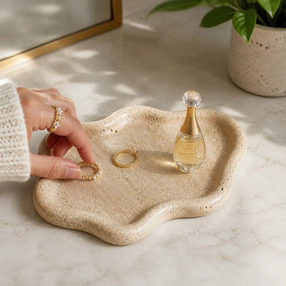 Jewelry Tray Natural Travertine Raised Edges