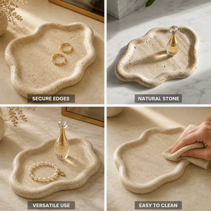 Jewelry Tray Natural Travertine Raised Edges
