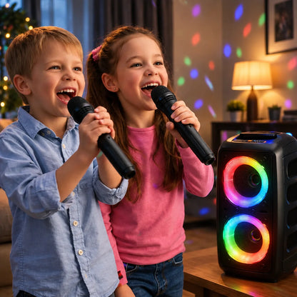 Karaoke Machine Dual Wireless Mics & Bluetooth 5.2