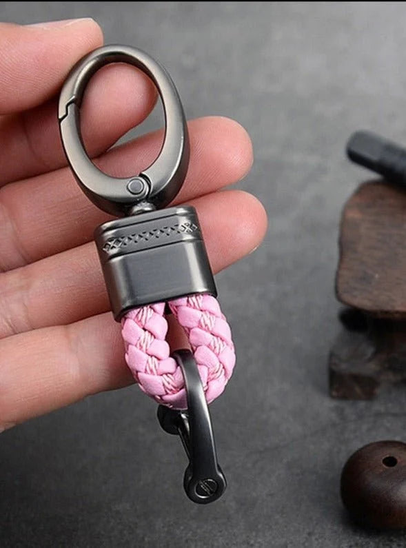 Keychain Lanyard Braided Woven Loop Metal Key Ring