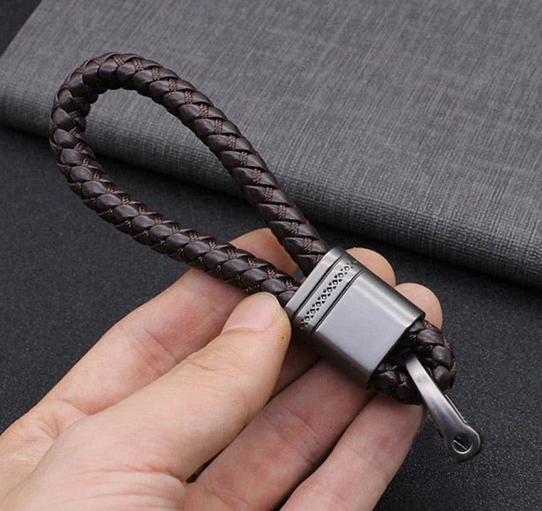 Keychain Lanyard Braided Woven Loop Metal Key Ring