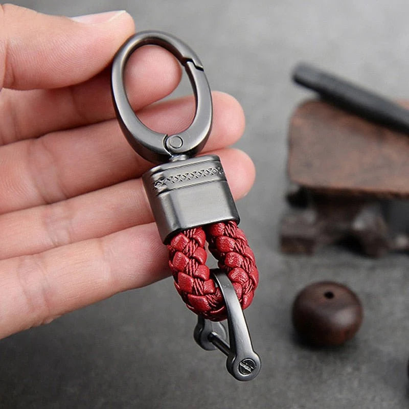 Keychain Lanyard Braided Woven Loop Metal Key Ring
