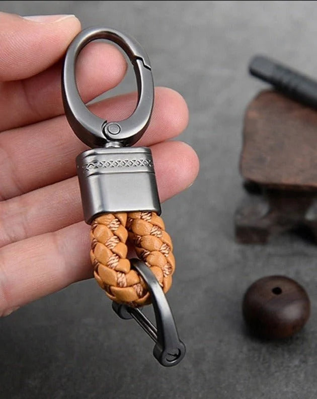 Keychain Lanyard Braided Woven Loop Metal Key Ring