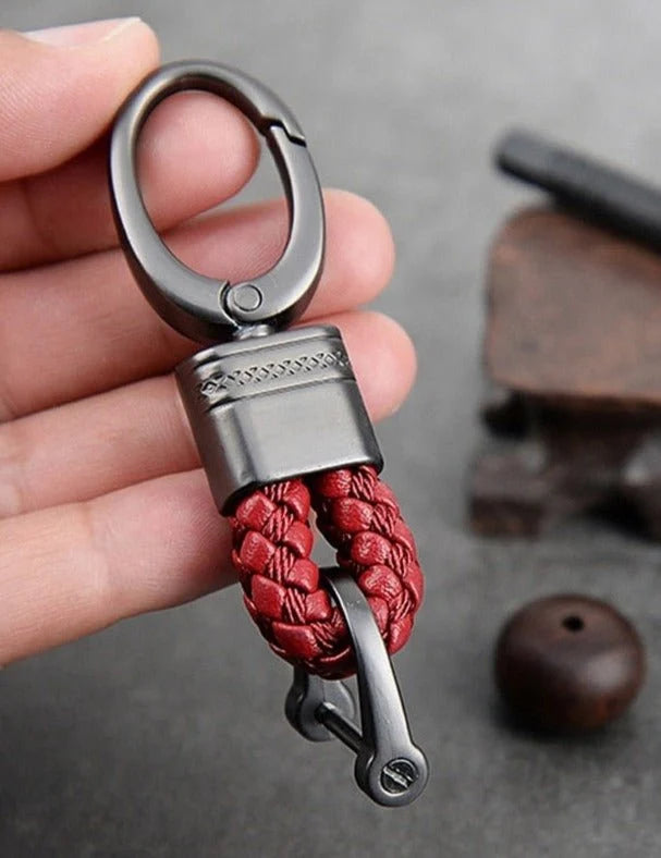 Keychain Lanyard Braided Woven Loop Metal Key Ring