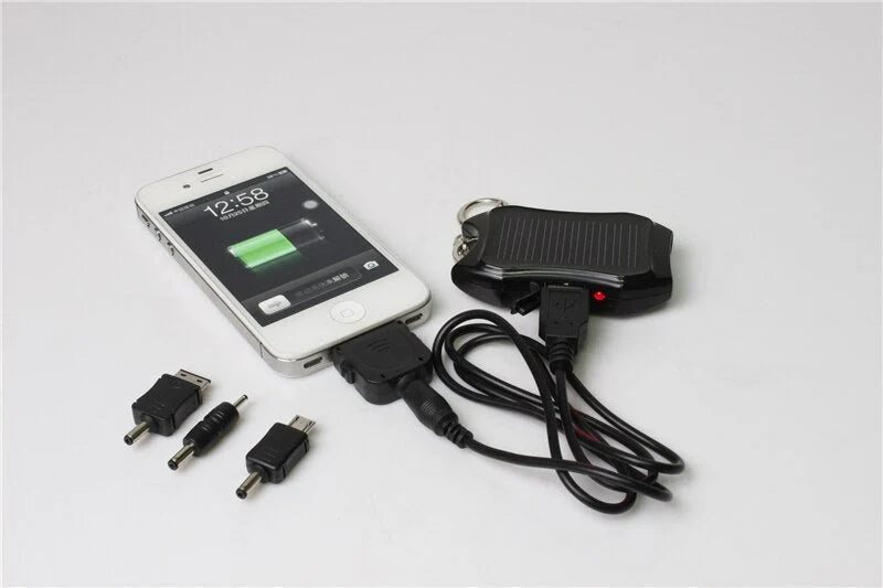 Keychain Power Bank Solar Charging LED Flashlight