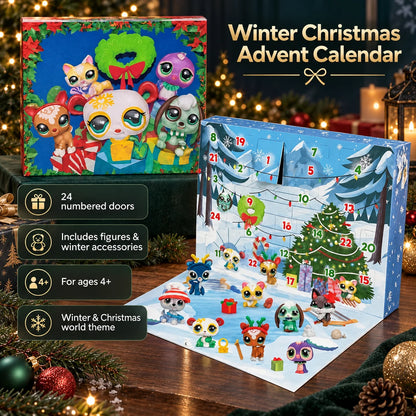 Kids Advent Calendar Play Set 24-Day Animal Figures