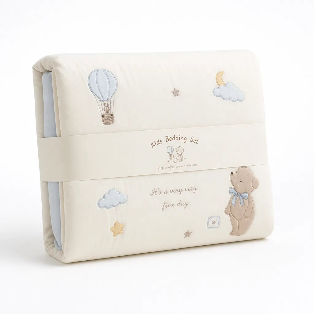 Kids Bedding Set Cotton Breathable Teddy & Balloon Print