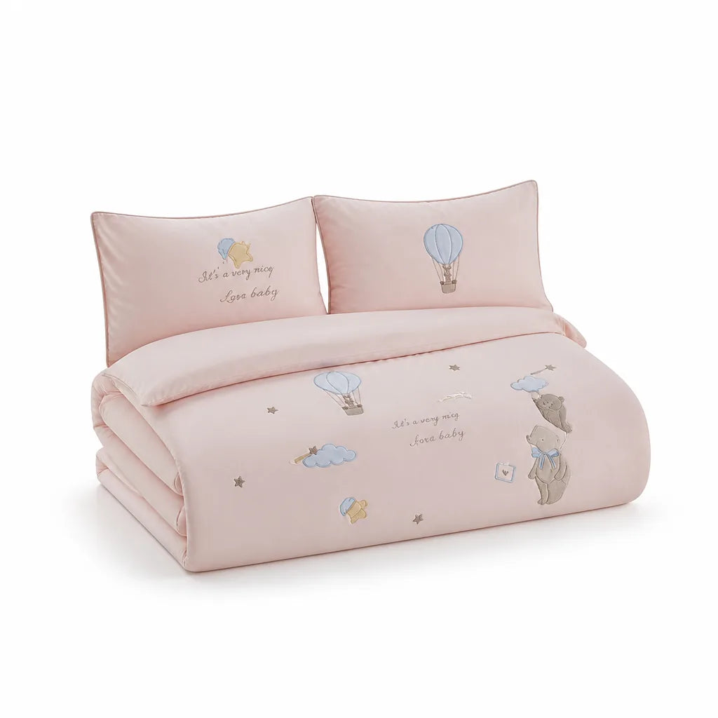 Kids Bedding Set Cotton Breathable Teddy & Balloon Print
